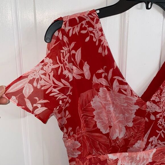 INC International Concepts printed flutter sleeve asymmetrical dress size 4P - Picture 7 of 14